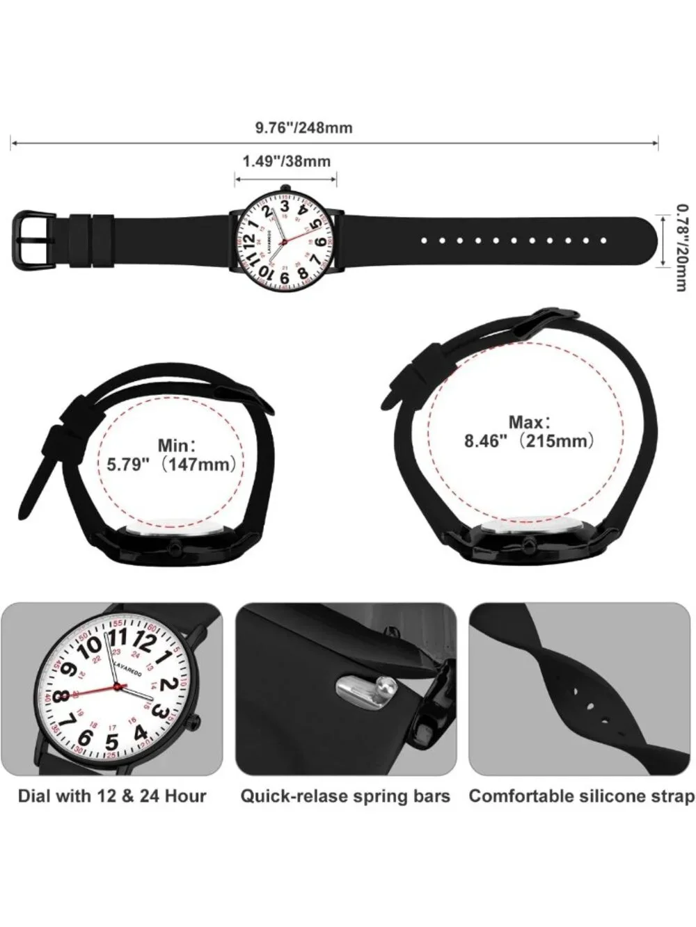 Luminous Nurse Watch for Women, Waterproof Japanese Quartz, Stylish Healthcare